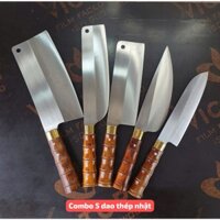 bộ combo 5 dao nhà bếp làm bằng thép trắng nhật không han, không rỉ giá tại xưởng
