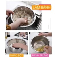 Bộ Combo 5 Rổ INOX 304 Siêu Bền dùng rửa rau, rửa các thực phẩm khác