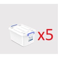 Bộ Combo 5 thùng nhựa vuông đựng đồ đa năng Duy Tân 30 Lít ( Có bánh xe )