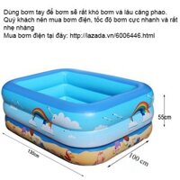 Bộ Combo  Bể Bơi Phao 3 Tầng Cho Bé 130X100X55Cm (Xanh)  DAN2869