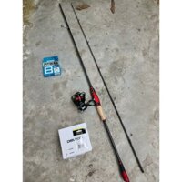 Bộ Combo Cần Câu Lure Bọ Cạp Đỏ 2m1 Kèm Máy Deukio AE3000 Và Dây Pitbull 100m, 10 Khoá Snap- Combo Cần Câu Giá Rẻ TF