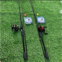 Bộ Combo Cần Câu Lure Sói Đen + Máy Câu Đứng Và Ngang