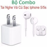 Bộ Combo Củ sạc 1A Và Tai Nghe Nhét Tai Zin cho iPhone 5/5s - Hàng Nhập Khẩu