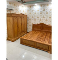 Bộ Combo Giường Tủ Quần Áo Gỗ Gõ Đỏ – M1