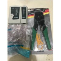 Bộ Combo  Kìm Mạng + Hộp Test Mạng + đầu bấm mạng AMP (100) LOẠI XỊN