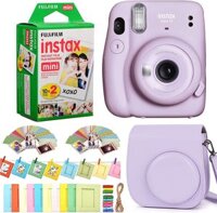 Bộ combo Máy ảnh Fujifilm Instax Mini 11 + Phim Fuji Instax 20 ảnh + Vỏ bảo vệ + Bộ thiết kế khung (Tím hoa cà)