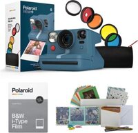 Bộ Combo Máy ảnh Polaroid Now Plus (Xanh lam dịu/Xám xám) kèm Phim Polaroid B và W cho máy ảnh i-Type cùng gói hộp đựng mọi thứ (3 món)