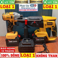 Bộ combo máy khoan bê tông pin & máy chuyên vít có 2 Pin 15cell, Tặng hộp đựng