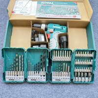 BỘ COMBO MÁY KHOAN PIN BÚA TOTAL 12V ( KÈM THEO 45 MŨI VÍT VÀ 16 MŨI KHOAN) CHÍNH HÃNG MODEL: TOSLI23022