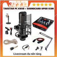 Bộ Combo Mic Thu Âm Hát Livestream Sound Card Icon Upod Pro và Mic TAKSTAR PC K850 Thu Âm Điện Thoại Máy Tính
