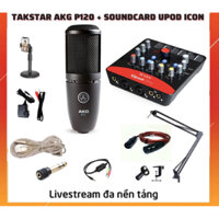 Bộ Combo Mic Thu Âm Hát Livestream Sound Card Icon Upod Pro và MIC AKG P120 Thu Âm Điện Thoại Máy Tính