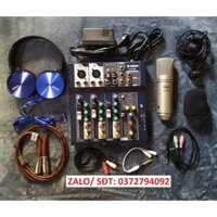 BỘ combo míc THU ÂM hát karaoke online micro ISK AT100 BÀN TRỘN ÂM THANH MIXER YAMAHA F4 USB tặng kèm tai nghe sony450