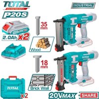 Bộ Combo Súng Bắn Đinh Gỗ F15~F35 và Súng Bắn Đinh Tường Gạch ST18 dùng pin 20V Total TOSLI240301