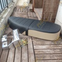 Bộ combo yên dài sọc caro trắng đen cub đèn tròn đèn vuông kèm cóc yên