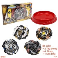 Bộ  Con quay BeyBlade + 2 Tay phóng + Sàn đấu - Con quay vòng xoay thần tốc