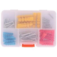 Bộ công cụ kết hợp với ốc vít và thiết kế khóa, hộp nhựa trong suốt