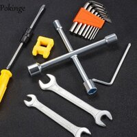 Bộ công cụ sửa chữa xe đạp điện POKINGE, cờ lê ổ cắm Bộ công cụ sửa chữa nhà cửa, tuốc nơ vít tiện lợi Cr-V Bộ dụng cụ di động có độ cứng cao Xe máy