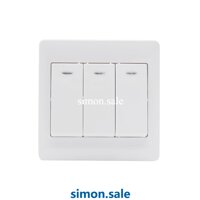 Bộ công tắc ba chuẩn vuông 2 chiều có đèn LED màu trắng Simon 51032BD