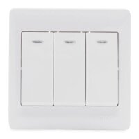 Bộ công tắc ba chuẩn vuông 2 chiều có đèn LED màu trắng Simon 51032BD