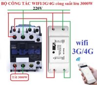 Bộ công tắc điều khiển từ xa không dây kết nối wifi 3G 4G bật tắt hẹn giờ công suất lớn 3000W smart life + CJX2 18A