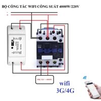 Bộ công tắc điều khiển từ xa hẹn giờ bật tắt bằng điện thoại kết nối wifi 3G 4G Smart Life và Khởi động từ CJX2 32A