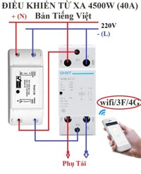 Bộ công tắc điều khiển từ xa wifi/3G/4G công suất lớn 4500W (40A) 1 công tắc wifi smart life + 1 khởi động từ CHINT 40Acong tac hen gio