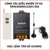 Bộ công tắc điều khiển từ xa 5Km/220V/30A có chức năng học lệnh từ điều khiển khác ở tần số 433MHZ, công tắc điều khiển