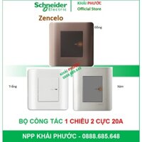 BỘ CÔNG TẮC ĐƠN 1 CHIỀU 2 CỰC 20A 20 A MÁY NƯỚC NÓNG LẠNH ĐIỀU HÒA MẶT VUÔNG ZENCELO SCHNEIDER KHẢI PHƯỚC