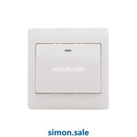 Bộ công tắc đơn 1 chiều 2 cực có đèn LED đỏ màu trắng Simon S50 53223B