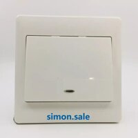 Bộ công tắc đơn 1 chiều 2 cực có đèn LED đỏ màu trắng Simon S50 53223B