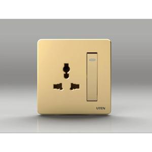 Bộ công tắc đơn 2 chiều và ổ cắm đơn 3 chấu Uten Q7GK12Z13/N