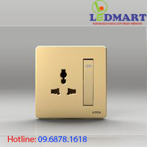 Bộ công tắc đơn 2 chiều và ổ cắm đơn 3 chấu Uten Q7GK12Z13/N