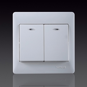 Bộ công tắc nút nhấn đôi có đèn Led Simon 51023BF