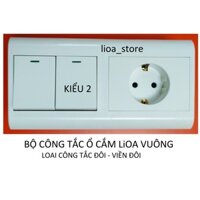 BỘ CÔNG TẮC Ổ CẮM LiOA VUÔNG -LOẠI  CÔNG TẮC ĐÔI VIỀN ĐÔI LẮP CHÌM.