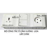 BỘ CÔNG TẮC Ổ CẮM LIOA  VUÔNG - VIỀN BA LẮP CHÌM.