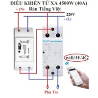 Bộ công tắc thông minh kết nối wifi 3G/4G hẹn giờ bật tắt 5000W gồm 1 công tắc wifi và 1 khởi động từ chint 40A