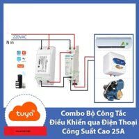 Bộ công tắc wifi công suất lớn 25A (5000W) 1 công tắc wifi TuyA+ 1 khởi động từ CHINT 25A,cong tac hen gio