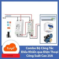 Bộ công tắc wifi công suất lớn 25A (5000W) 1 công tắc smart life và 1 khởi động từ CHINT 25A, công tăc dieu khien tu xa