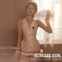 Bộ Cosplay Y Tá Váy Ngủ Sexy Yếm Hở Lưng Bigsize Set Đồ Ngủ Sexy Cosplay Y Tá Gợi Cảm Quyến Rũ Kèm Chip