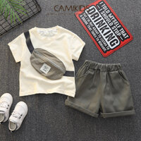 Bộ cotton bé trai đeo túi chéo 8-30 kg phong cách Hàn Quốc - CAMI KIDS