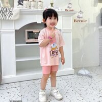 Bộ cotton Daisy áo phông cộc tay kèm quần legging đùi nhiều màu bé gái 1 đến 7 tuổi Bernie 1123B027
