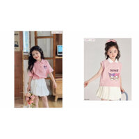 Bộ cotton Kuromi chân váy trắng cho bé gái BLC004