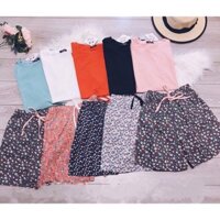Bộ cotton quần hoa nhí