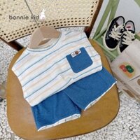 Bộ cotton sát nách phối túi basic Bonie cho bé trai