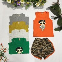 Bộ cotton thun lạnh in hình hậu huệ mặt trời bộ đồ mặc nhà cho bé trai/BTMH11