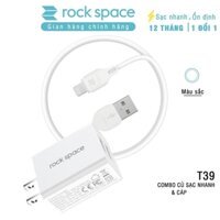 Bộ củ cáp sạc nhanh cho iPhone Rockspace T39 củ sạc 2 cổng 2.4A hàng bảo hành 12 tháng lỗi 1 đổi 1