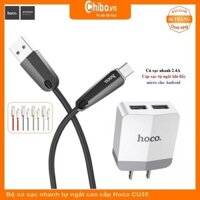 Bộ củ cáp sạc tự ngắt khi sạc đầy microUSB 1 cổng 2.4A max Hoco CU35B cao cấp cho Android