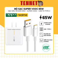Bộ Củ Dây Cáp Sạc Nhanh Oppo 65W Super VOOC, Dây Sạc Type C 5A Và Củ Sạc 65W Super VOOC Dùng Cho Oppo/Realme/Reno