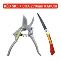 Bộ Cưa cành cầm tay 270mm và Kéo cắt cành SK5 Nhật Bản, lưỡi thép siêu bền