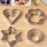 BỘ CUTTER 12 HÌNH HOA TIM SAO TRÒN THEP KHÔNG GỈ CẮT BỘT, RAU, CỦ, QUẢ - CAO CẤP